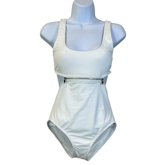 Michael Michael Kors One Piece Zip-Trim Cutout Swimsuit MM3P010 Women 4 NWT FLAW - Picture 1 of 10